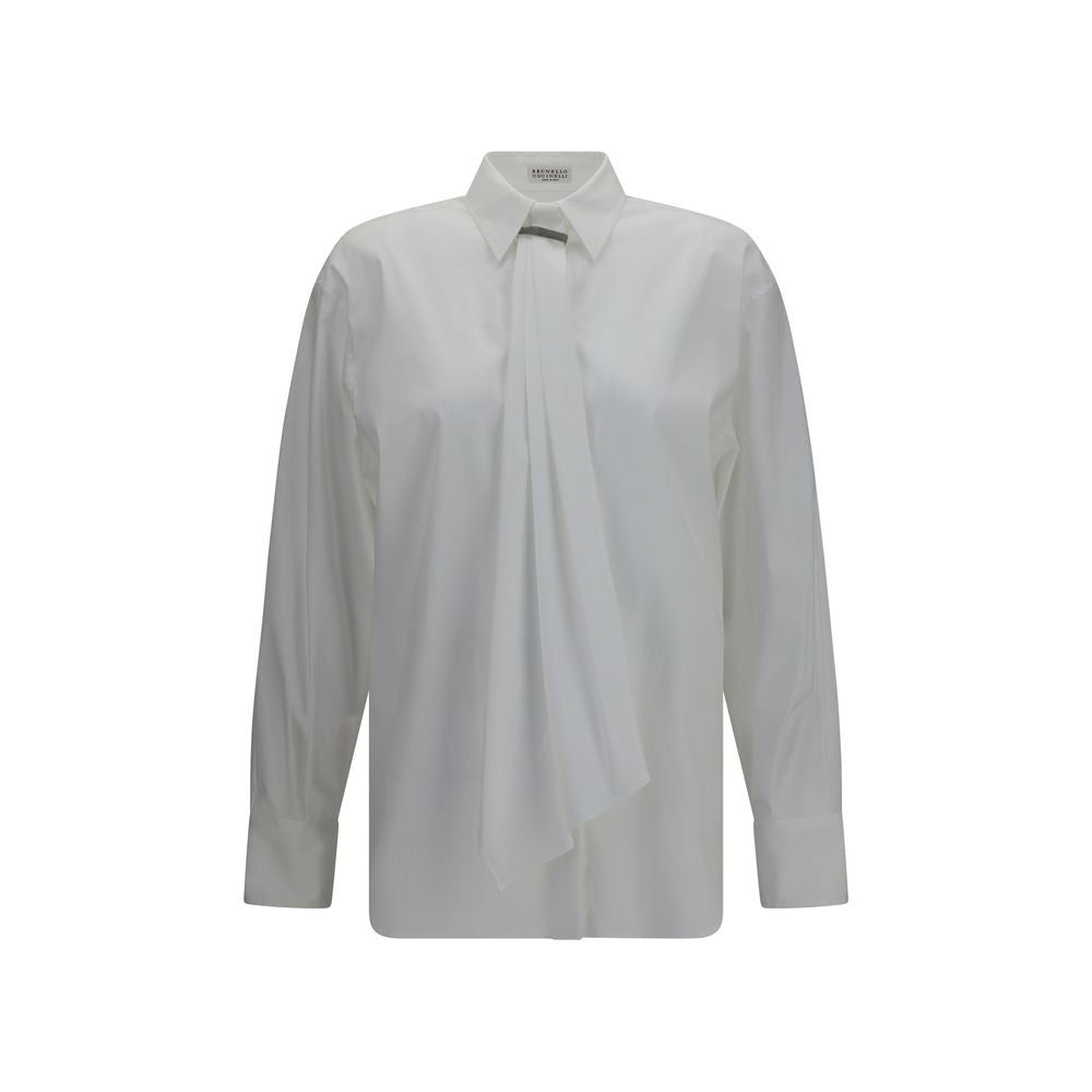 Camicia elegante bianca in cotone Brunello Cucinelli