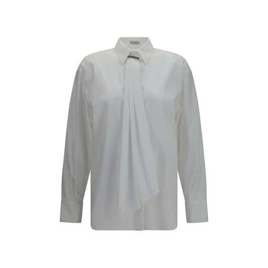 Camicia elegante bianca in cotone Brunello Cucinelli