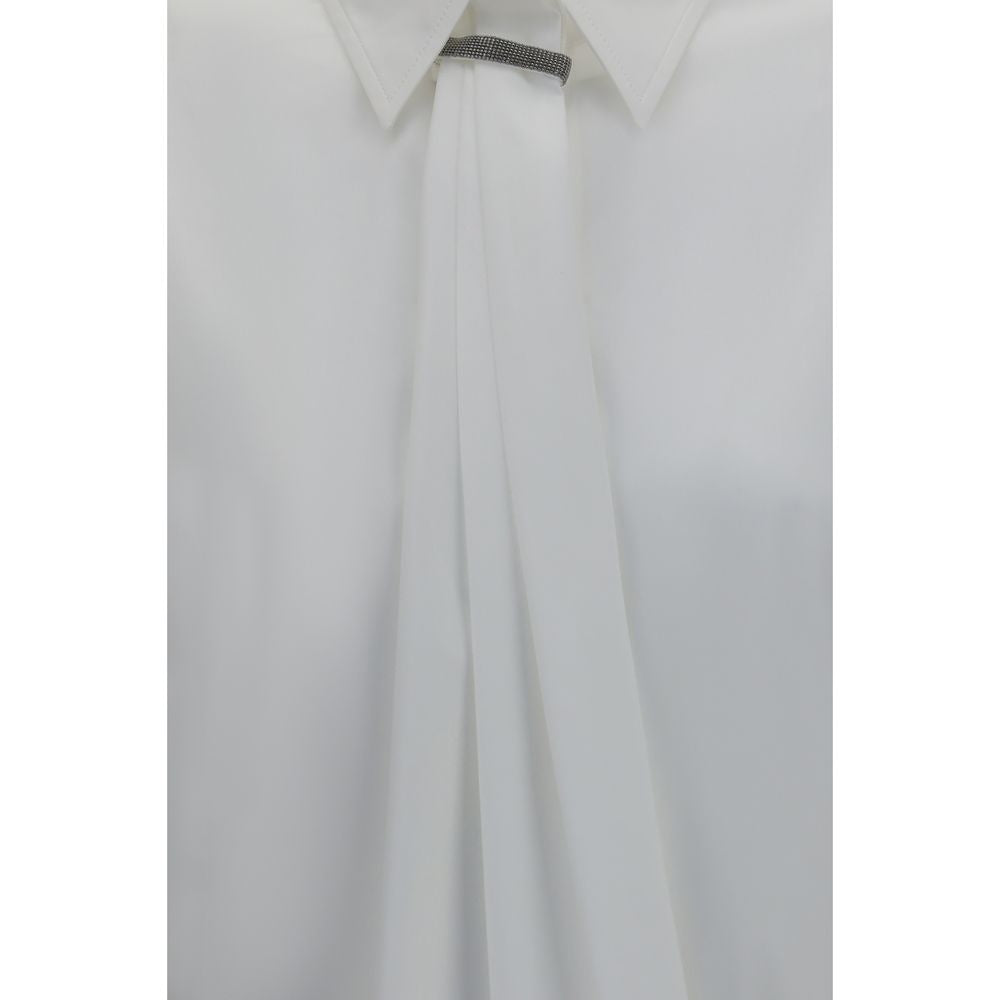 Camicia elegante bianca in cotone Brunello Cucinelli