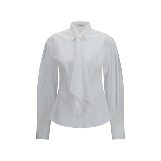 Camicia elegante bianca in cotone Brunello Cucinelli