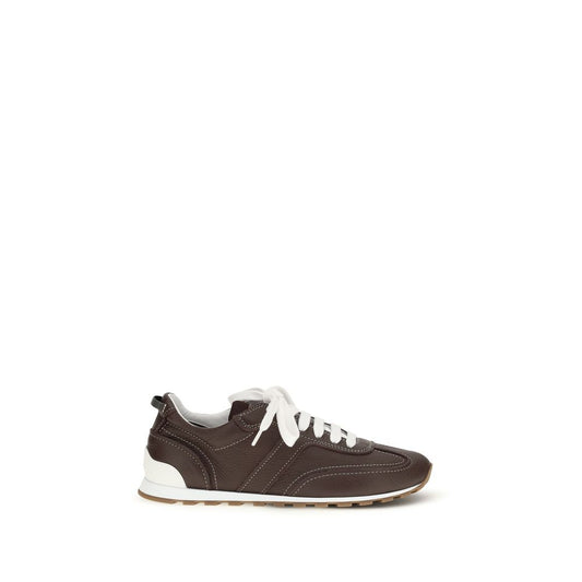 Sneakers sportive Brunello Cucinelli in pelle di vitello marrone Bos Taurus