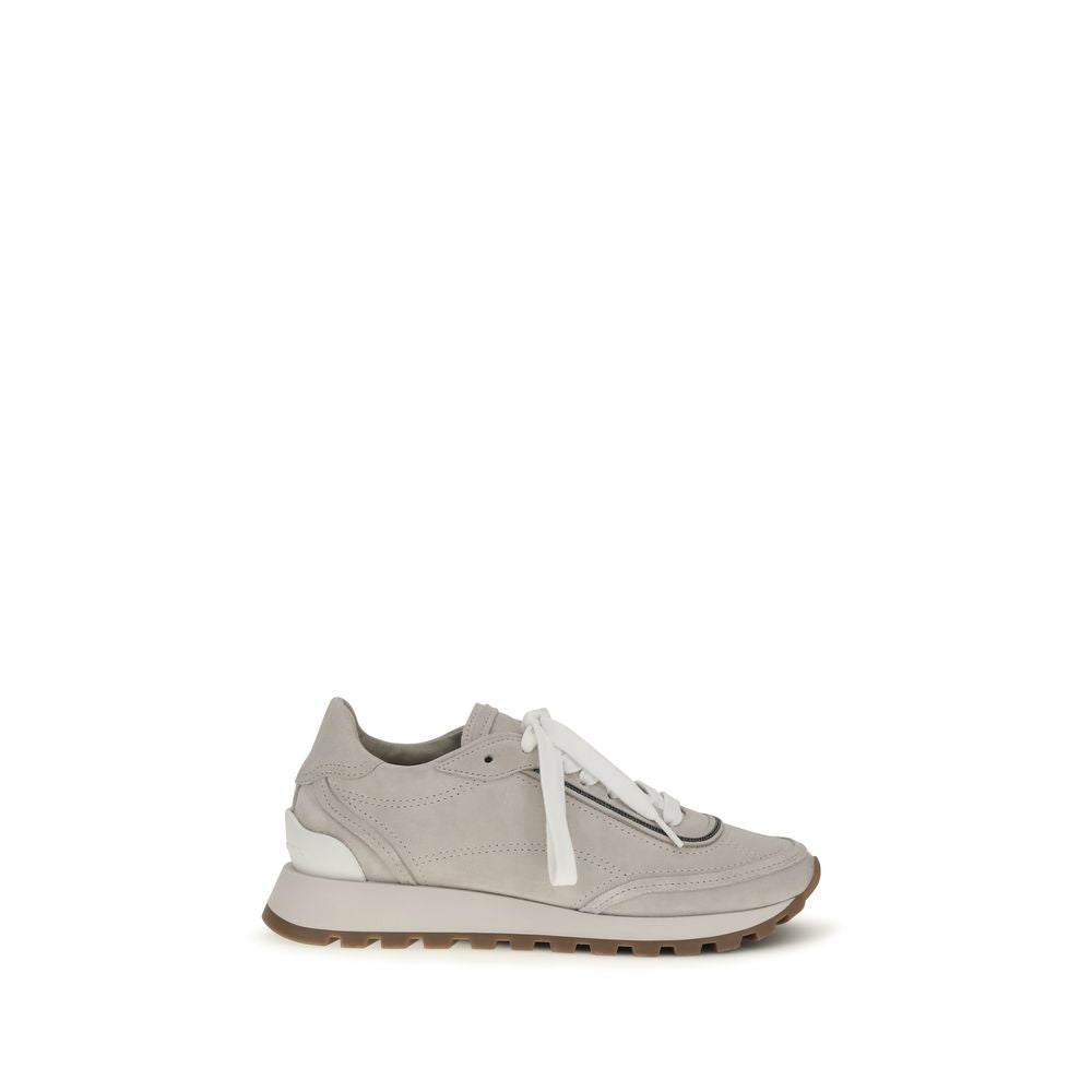 Baskets athlétiques Brunello Cucinelli en cuir de veau gris Bos Taurus