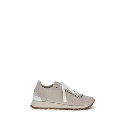 Baskets athlétiques Brunello Cucinelli en cuir de veau gris Bos Taurus