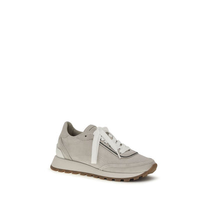 Baskets athlétiques Brunello Cucinelli en cuir de veau gris Bos Taurus