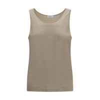 Brunello Cucinelli Top Senza Maniche in Cashmere Beige