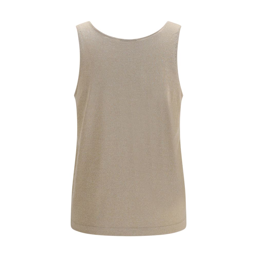 Brunello Cucinelli Top Senza Maniche in Cashmere Beige