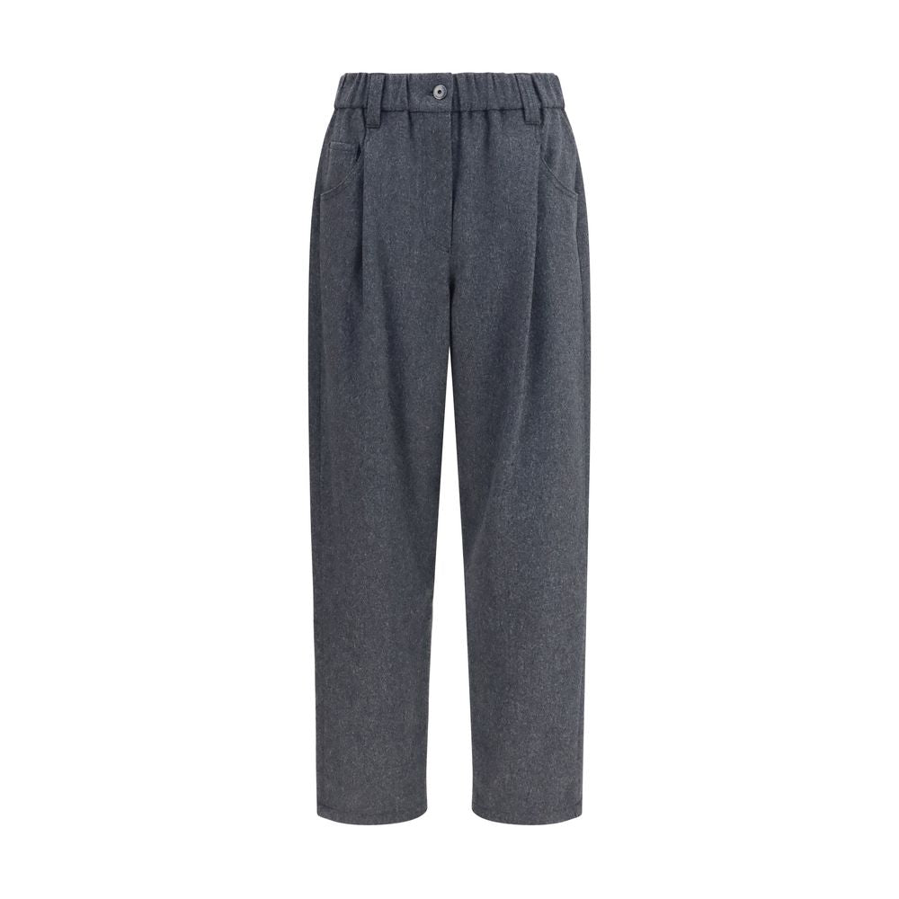 Brunello Cucinelli Pantaloni Casual Grigio in Lana Oves Aries