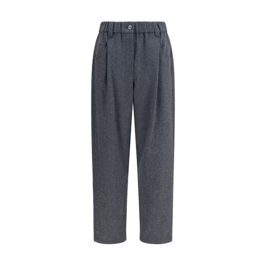 Brunello Cucinelli Pantaloni Casual Grigio in Lana Oves Aries