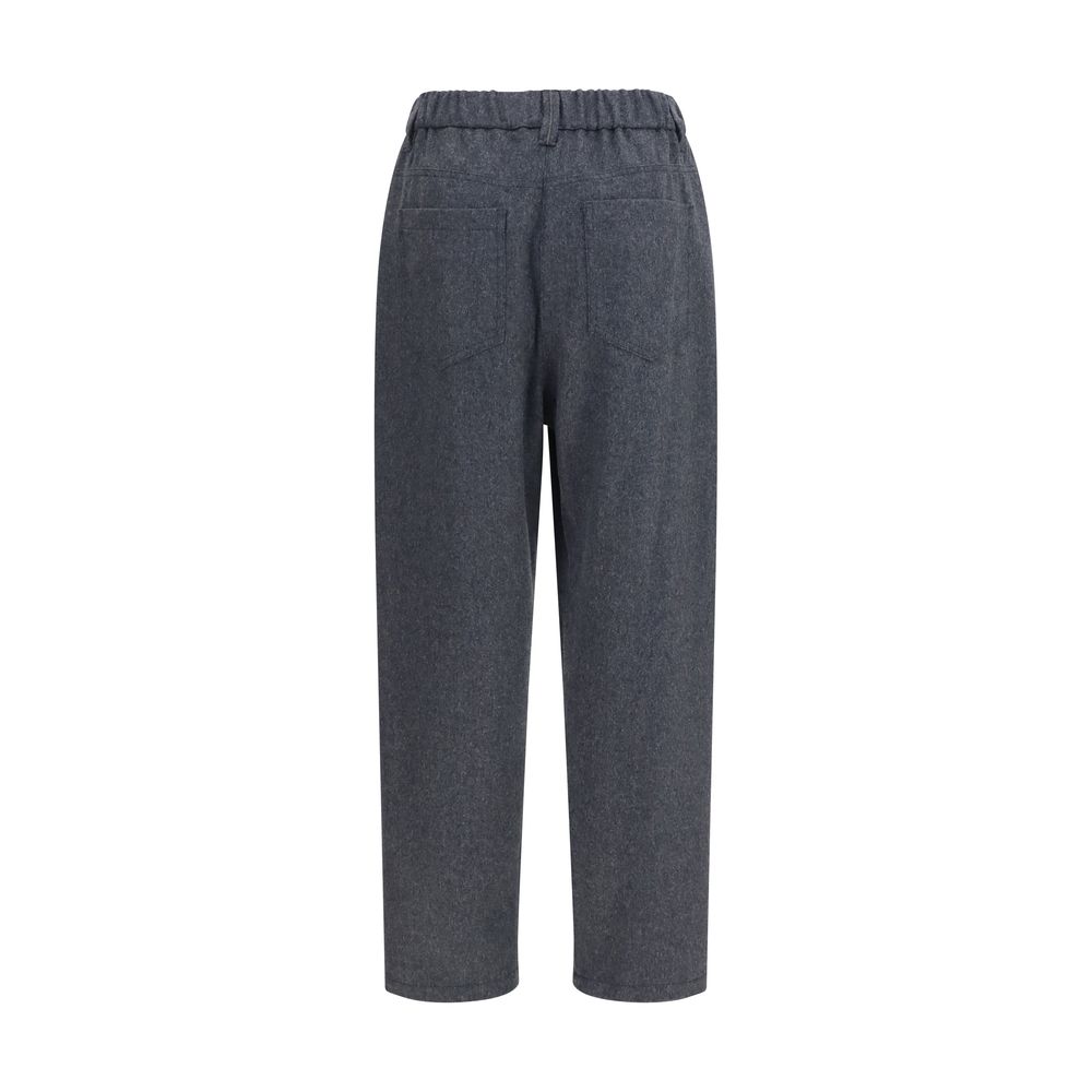 Brunello Cucinelli Pantaloni Casual Grigio in Lana Oves Aries