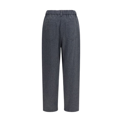 Brunello Cucinelli Pantaloni Casual Grigio in Lana Oves Aries