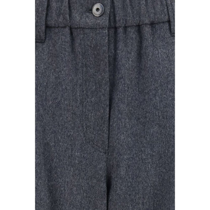 Brunello Cucinelli Pantaloni Casual Grigio in Lana Oves Aries