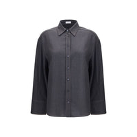 Brunello Cucinelli Camicia Elegante in Lana Grigia Oves Aries