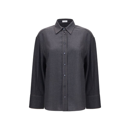 Brunello Cucinelli Camicia Elegante in Lana Grigia Oves Aries