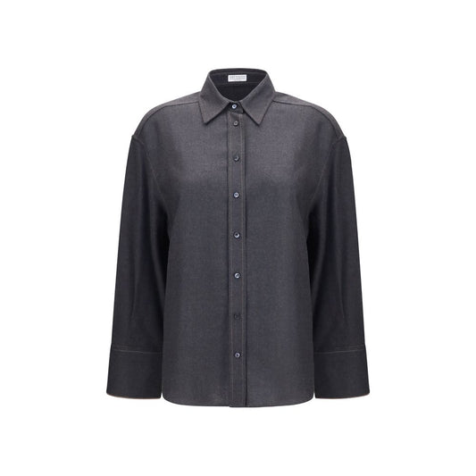Brunello Cucinelli Camicia Elegante in Lana Grigia Oves Aries