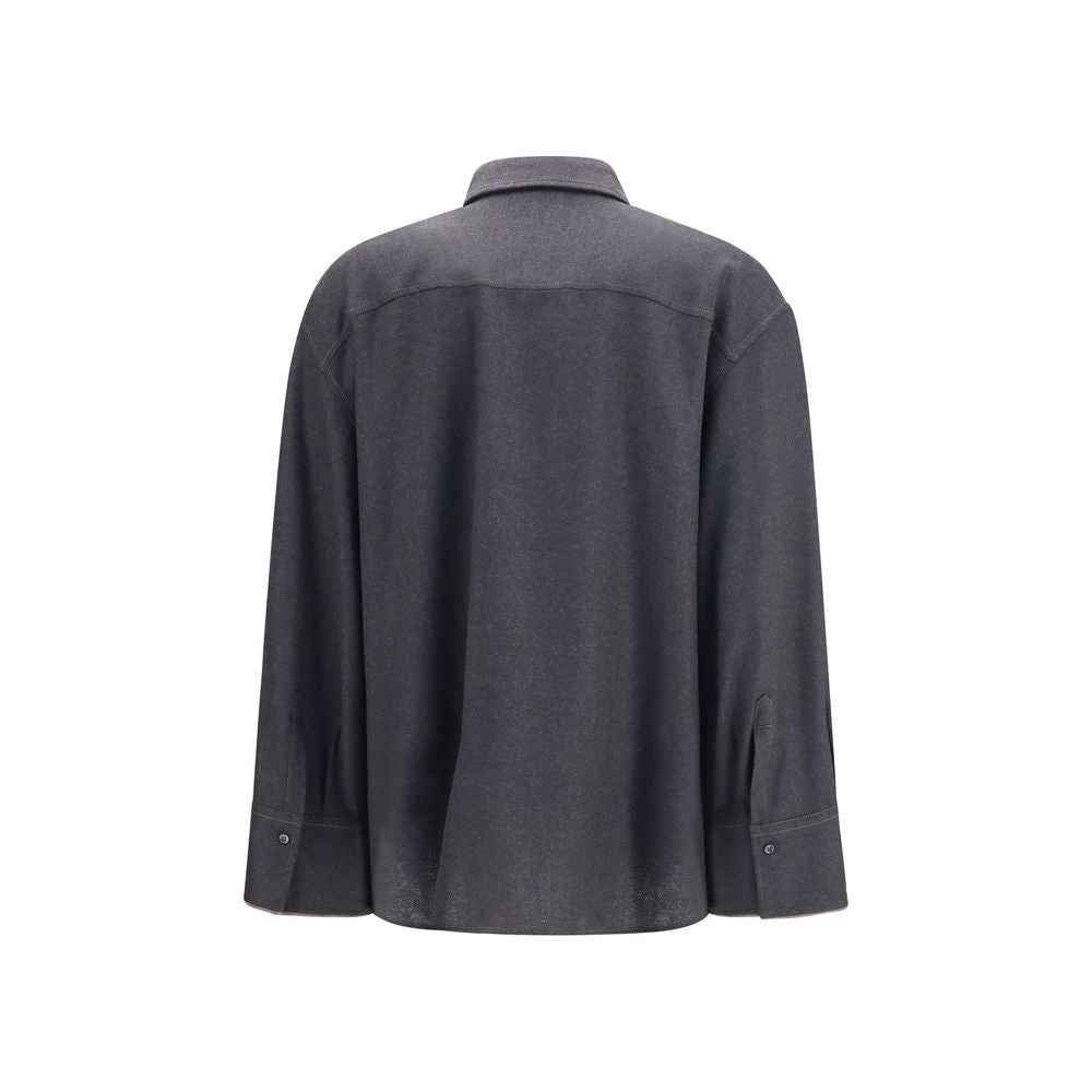 Brunello Cucinelli Camicia Elegante in Lana Grigia Oves Aries