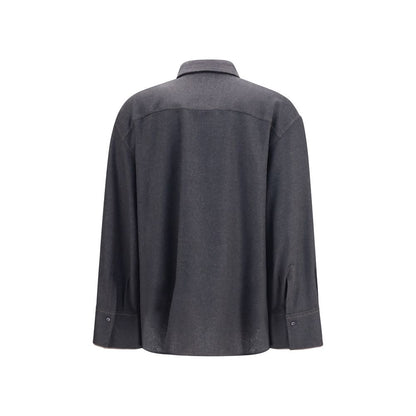 Brunello Cucinelli Camicia Elegante in Lana Grigia Oves Aries