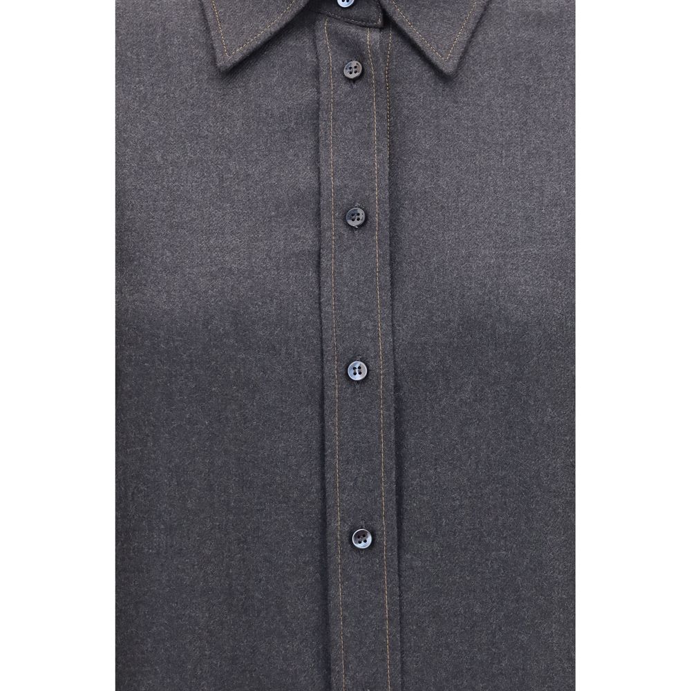Brunello Cucinelli Camicia Elegante in Lana Grigia Oves Aries