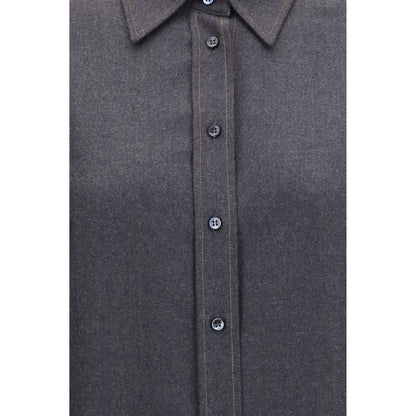 Brunello Cucinelli Camicia Elegante in Lana Grigia Oves Aries