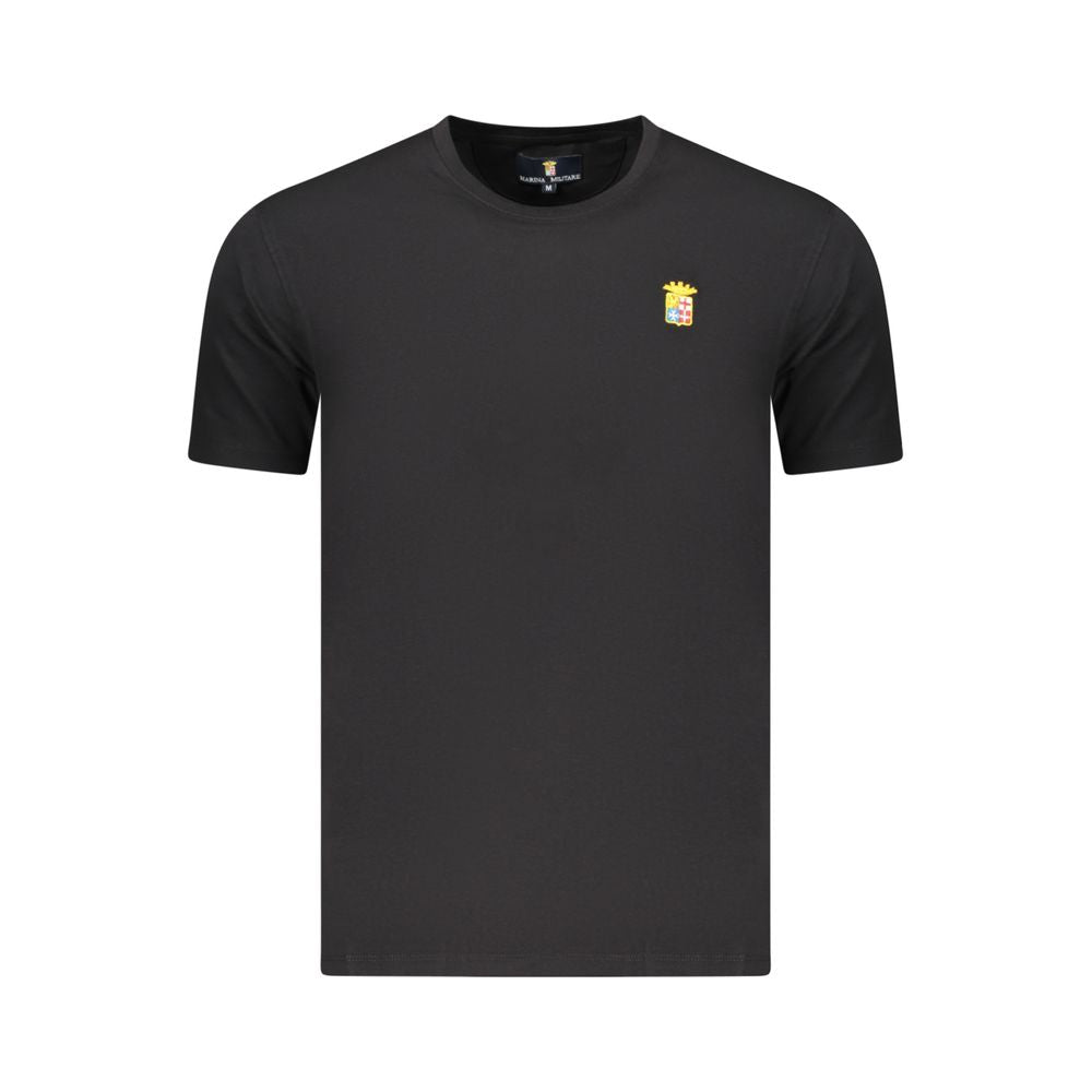 T-shirt da uomo in cotone nera Marina Militare