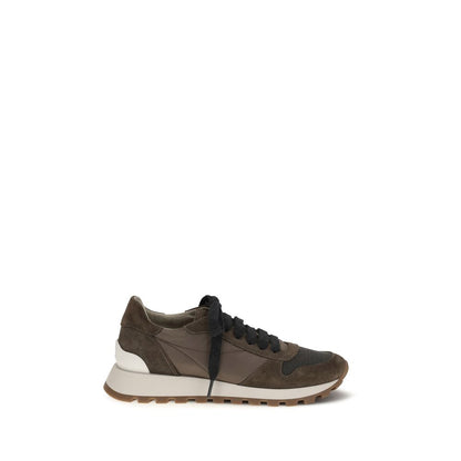 Sneakers sportive Brunello Cucinelli in pelle di vitello marrone Bos Taurus