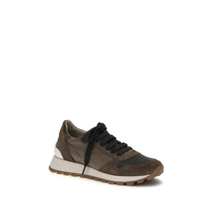 Sneakers sportive Brunello Cucinelli in pelle di vitello marrone Bos Taurus