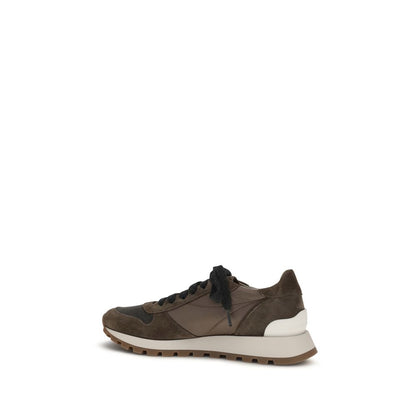 Sneakers sportive Brunello Cucinelli in pelle di vitello marrone Bos Taurus
