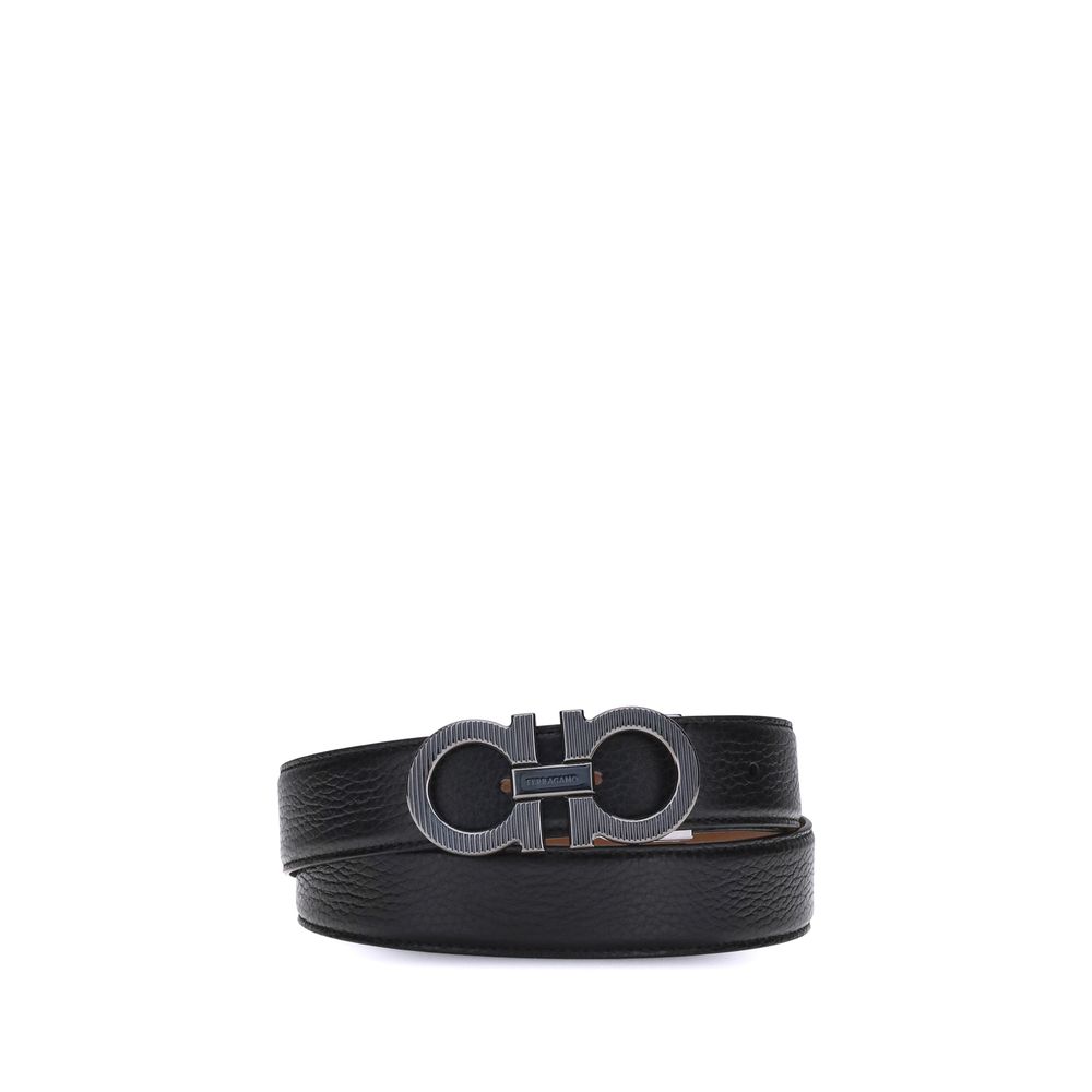 Ceinture Ferragamo en cuir de veau noir Bos Taurus, taille standard