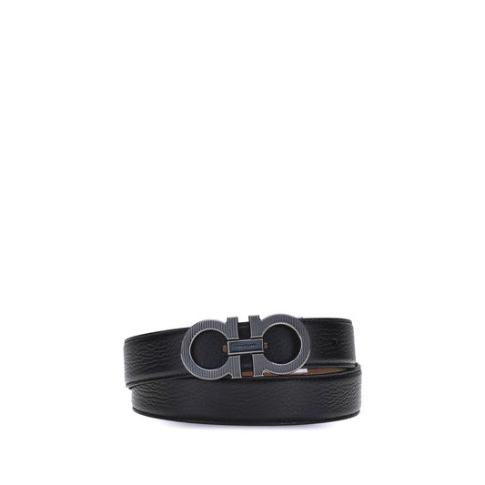 Cintura Regular Ferragamo Nera In Pelle Di Vitello Bos Taurus