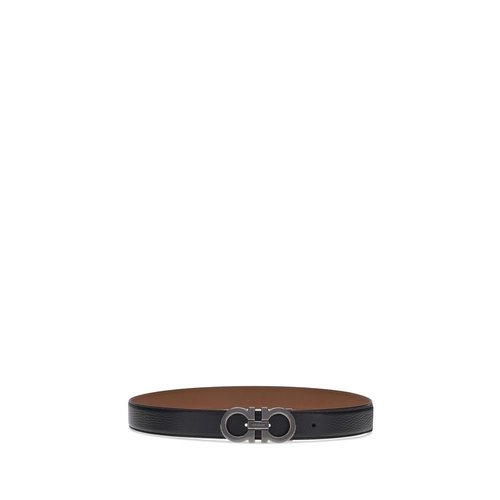 Ceinture Ferragamo en cuir de veau noir Bos Taurus, taille standard