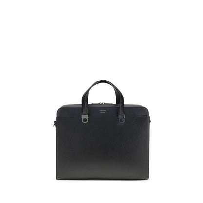 Borsetta Ferragamo Bos Taurus in pelle di vitello nera