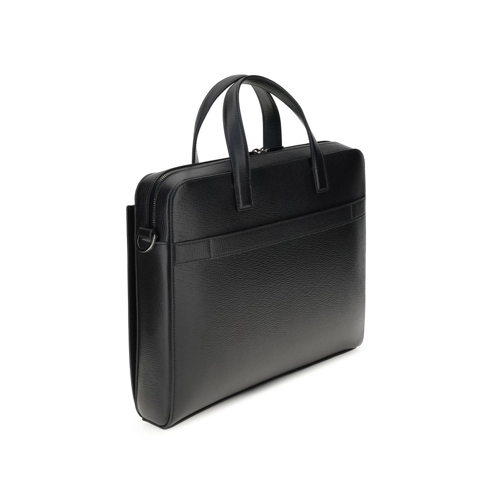 Borsetta Ferragamo Bos Taurus in pelle di vitello nera