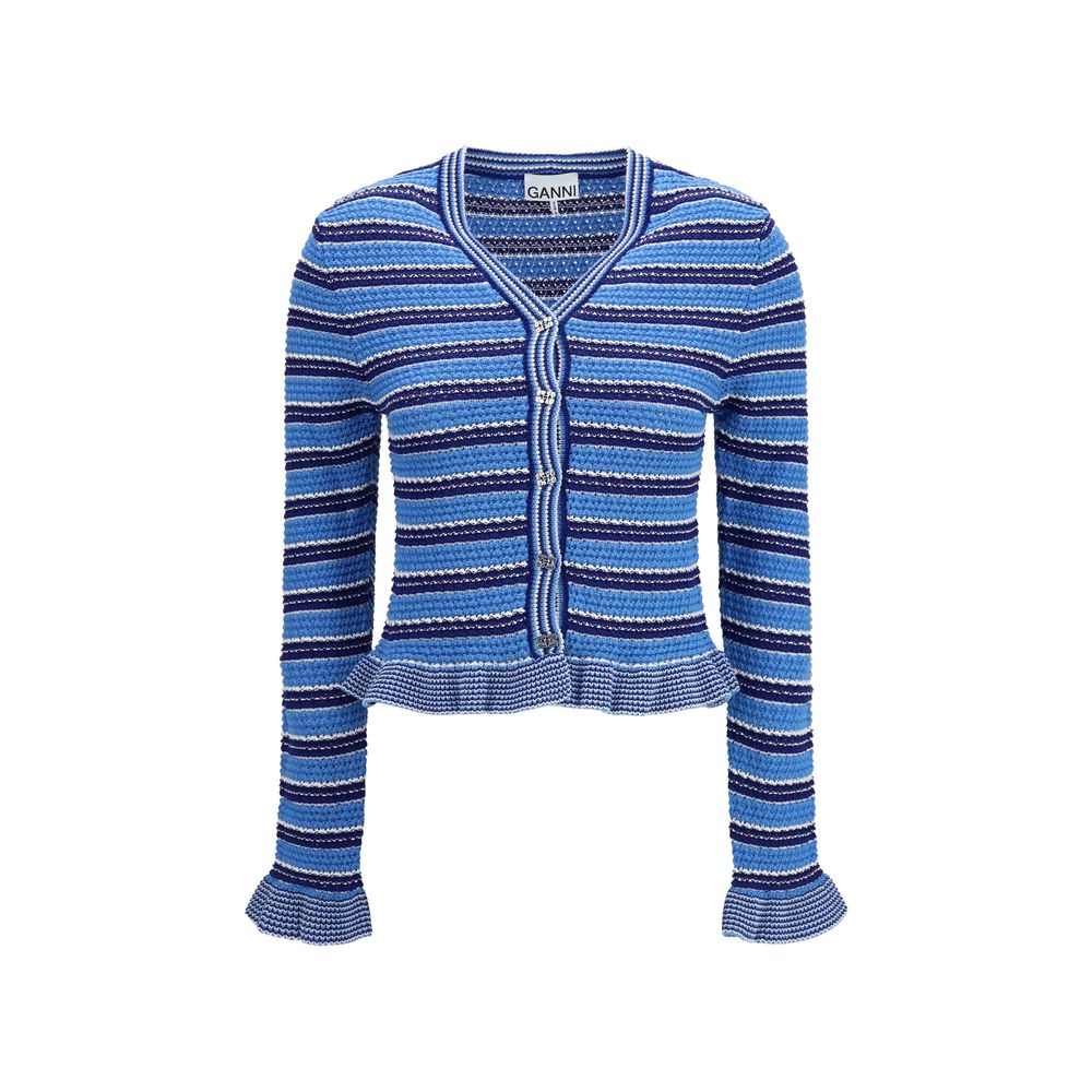 Cardigan Ganni in cotone blu