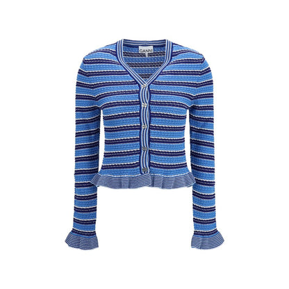 Cardigan Ganni in cotone blu