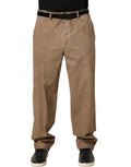 Pantalon homme coupe droite en coton beige Domenico Tagliente