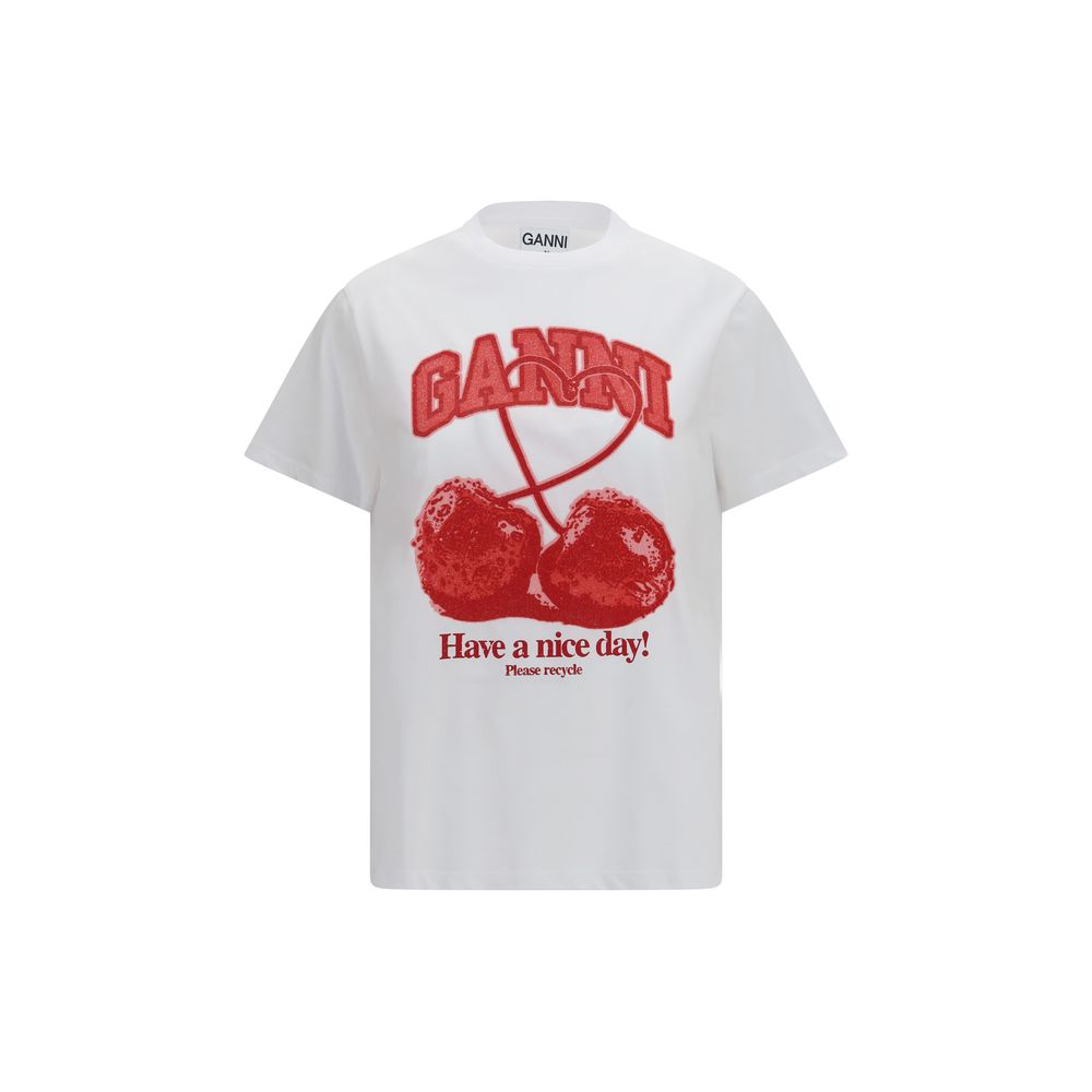 T-shirt Ganni in cotone bianco