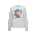 T-shirt a maniche lunghe Ganni in cotone bianco