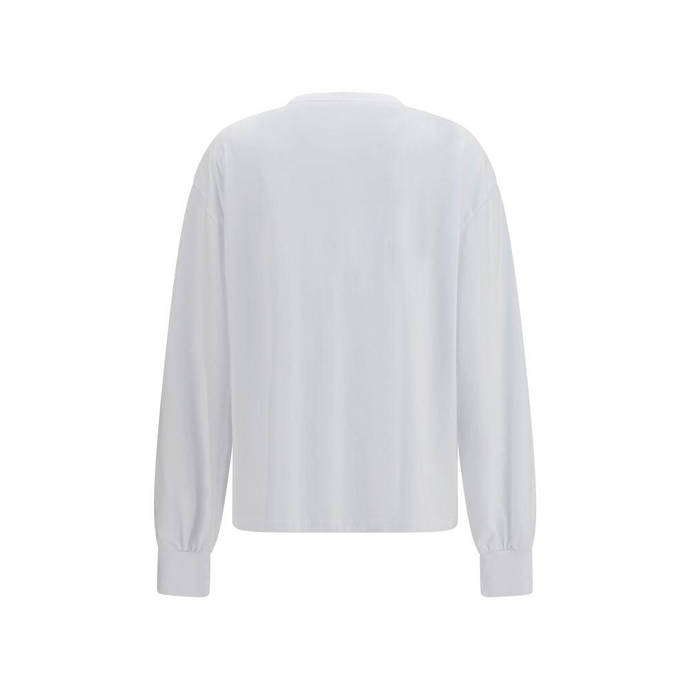 T-shirt blanc à manches longues en coton Ganni