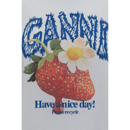 T-shirt blanc à manches longues en coton Ganni