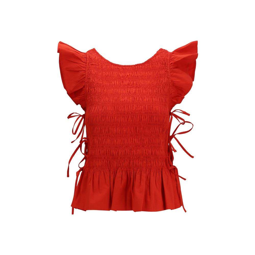 Camicetta Ganni in cotone rosso