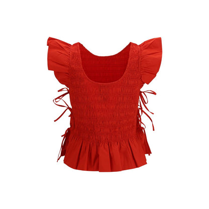 Camicetta Ganni in cotone rosso