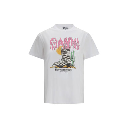 T-shirt Ganni in cotone bianco