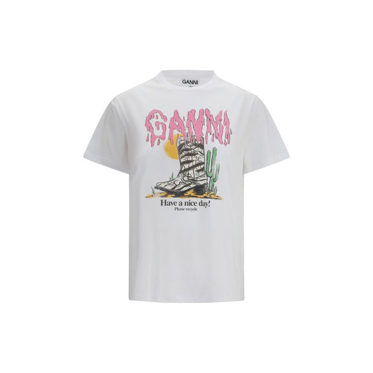 T-shirt Ganni in cotone bianco