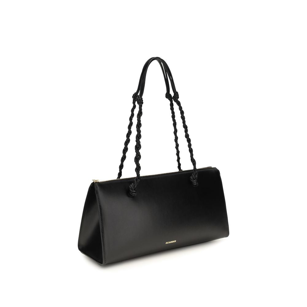 Borsa a spalla Jil Sander in pelle di vitello nera Bos Taurus
