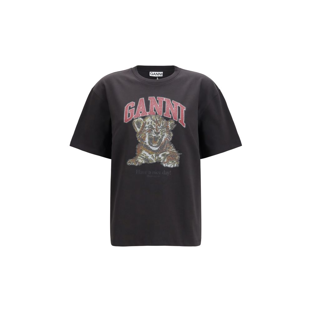 T-shirt Ganni in cotone nero