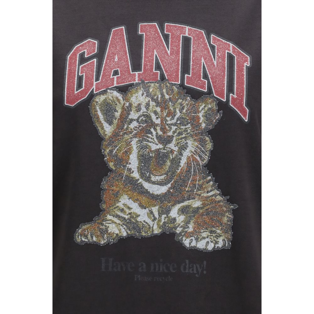 T-shirt Ganni in cotone nero