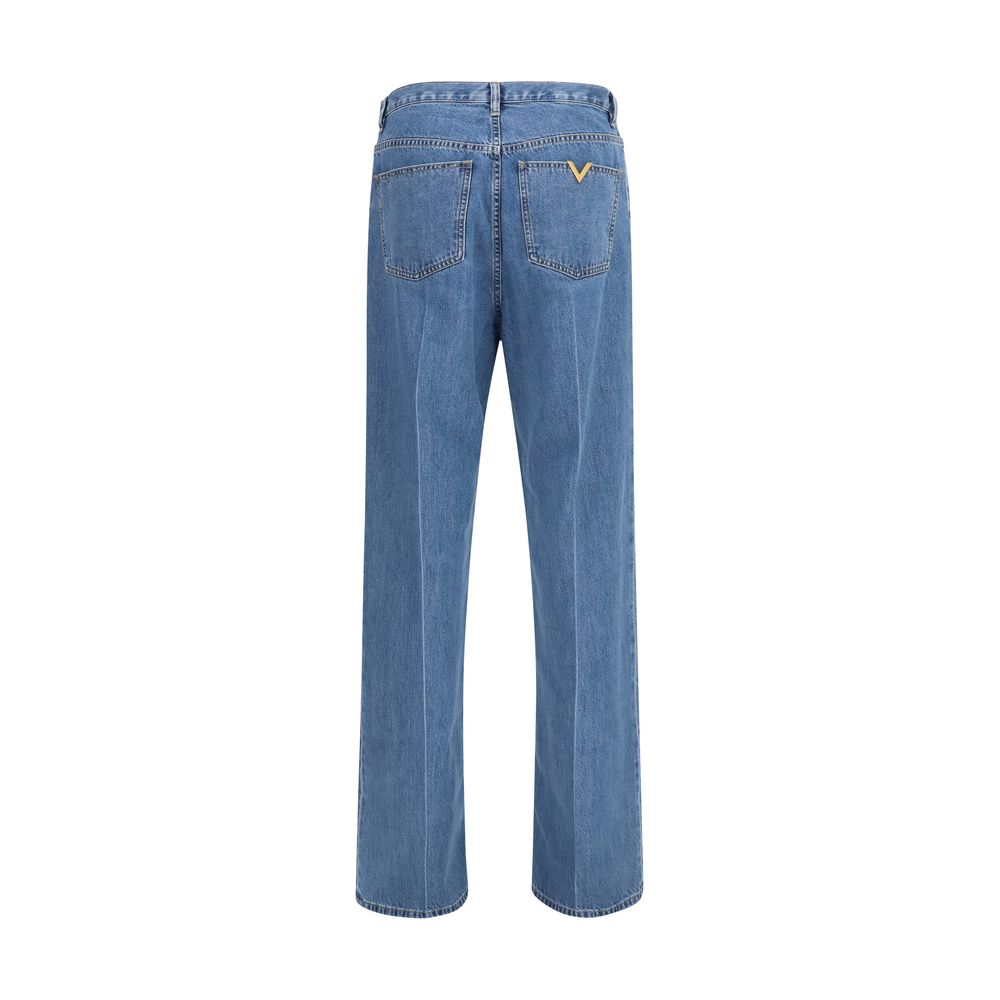 Valentino Garavani Jeans Dritti in Cotone Blu