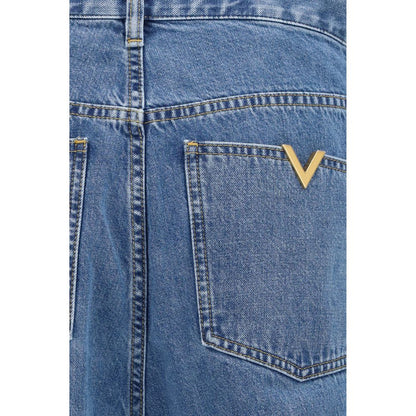 Valentino Garavani Jeans Dritti in Cotone Blu