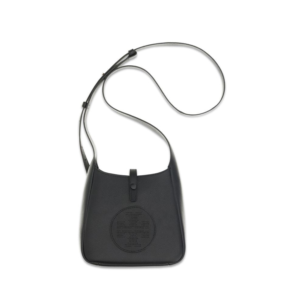 Borsa a spalla Tory Burch in pelle di vitello nera Bos Taurus