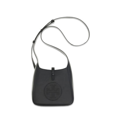 Borsa a spalla Tory Burch in pelle di vitello nera Bos Taurus
