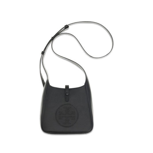 Borsa a spalla Tory Burch in pelle di vitello nera Bos Taurus